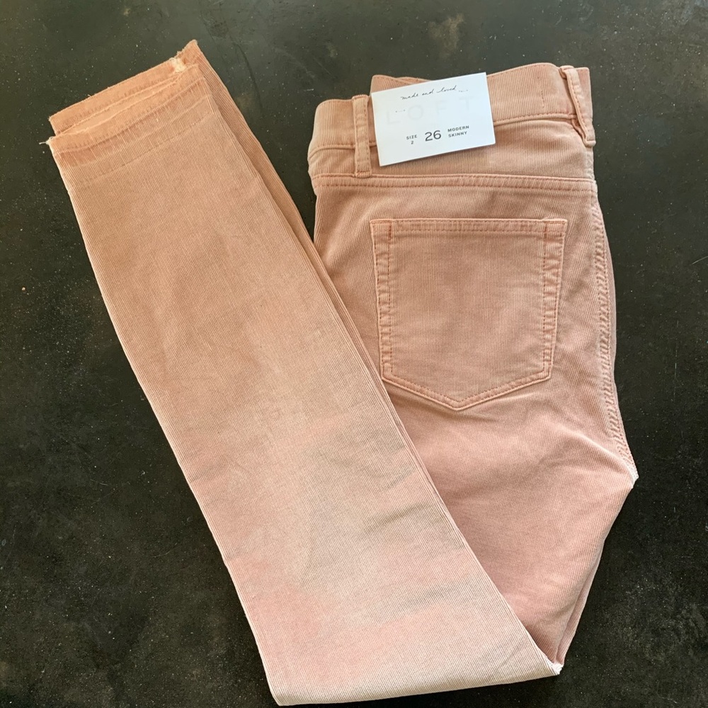 LOFT velvet pink skinny pants